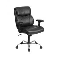 Offex OFX-369434-FF Big and Tall Leather Swivel Task Chair with Height Adjustable Arms - Black
