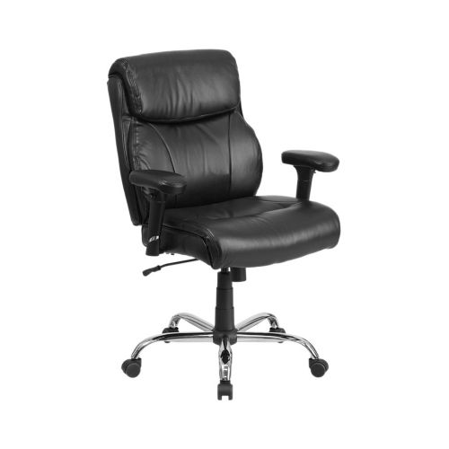  Offex OFX-369434-FF Big and Tall Leather Swivel Task Chair with Height Adjustable Arms - Black