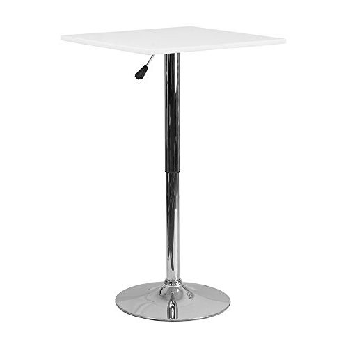  Offex OFX 367782 FF 23.75 Square Adjustable Height White Wood Table (Adjustable Range 33 40.5)