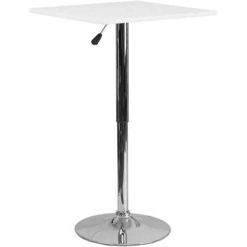  Offex OFX 367782 FF 23.75 Square Adjustable Height White Wood Table (Adjustable Range 33 40.5)