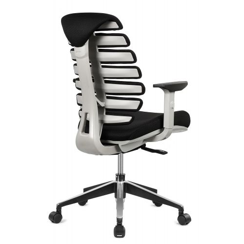  ERGO HQ Executive Office Chair Mid-Back Fabric Mesh Chair with Chrome Base and Adjustable Seat and Arm Rest (Black)