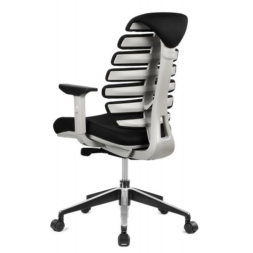  ERGO HQ Executive Office Chair Mid-Back Fabric Mesh Chair with Chrome Base and Adjustable Seat and Arm Rest (Black)