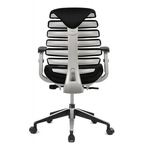  ERGO HQ Executive Office Chair Mid-Back Fabric Mesh Chair with Chrome Base and Adjustable Seat and Arm Rest (Black)