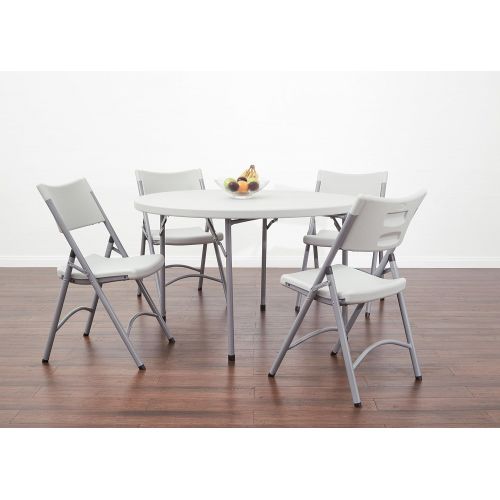  Office Star Resin Multipurpose Rectangle Table, 6-Feet, Center Folding with Wheels