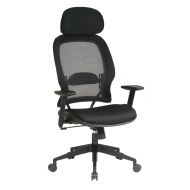 Office Star SPACE Collection: Air Grid Mesh Back and Fabric Seat with Adjustable Headrest Deluxe Office Chair in Black