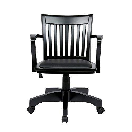  Office Star OSP Designs Wood Bankers Desk Chair with Vinyl Seat