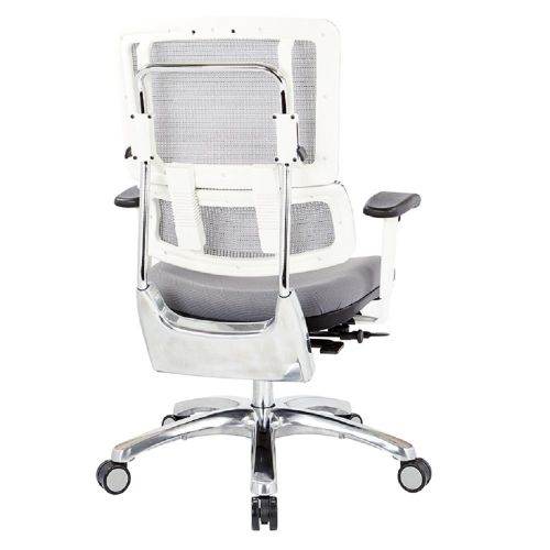  Office Star Breathable White Vertical Mesh Back and Padded Steel Mesh Seat Managers Chair with Adjustable Arms and Polished Aluminum Accents, Steel Seat