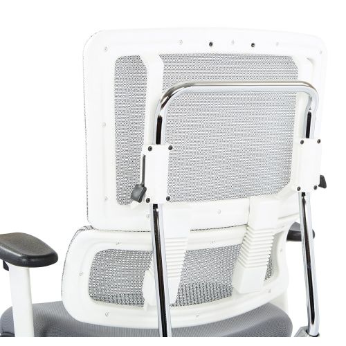  Office Star Breathable White Vertical Mesh Back and Padded Steel Mesh Seat Managers Chair with Adjustable Arms and Polished Aluminum Accents, Steel Seat