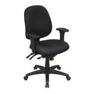 Office Star Mid Back Multi Function Chair with Seat Slider, Ratchet Back Height Adjustment and Adjustable PU Padded Arms