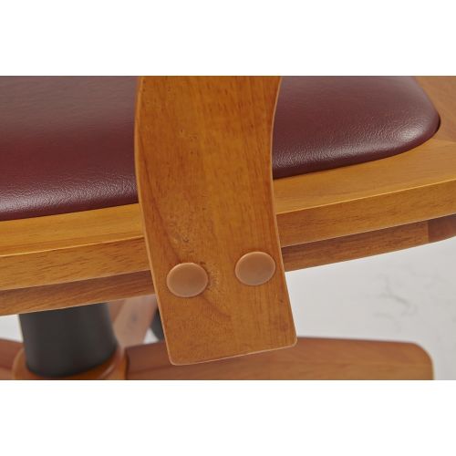  Office Star Deluxe Wood Bankers Desk Chair with Brown Vinyl Padded Seat, Fruit Wood