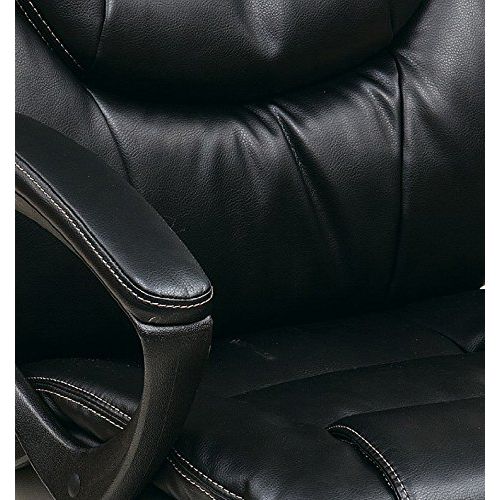  Office Star Faux Leather Managers Chair with Padded Arms, Black