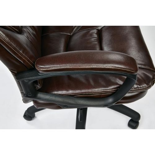  Office Star Faux Leather Managers Chair with Padded Arms, Black