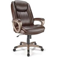 Office chair Realspace Tresswell Bonded Leather Executive High-Back Chair, Brown/Champagne