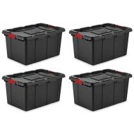 Office file organizer MRT SUPPLY 27-Gallon Durable Industrial Storage Tote, Black (4 Pack) with Ebook