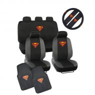 Officially BDK Superman Seat Covers - Front Rear Full Set + 2 PC Front Mat