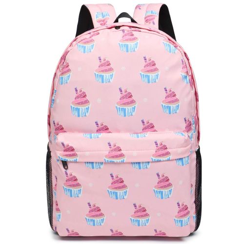  Oflamn Pink Cupcakes Backpack | Bookbag | Daypack | Fit in 15 Laptop and Multi-pockets with YKK zippers | Super Light Waterproof Nylon | Perfect for Work, Commute, Travel & College