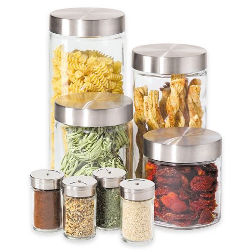  Oggi™ 8-Piece Round Glass Canister Set with Spice Jars