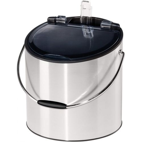  Oggi Stainless Steel Ice and Wine Bucket with Flip Top Lid and Ice Scoop, Holds 2 Bottles