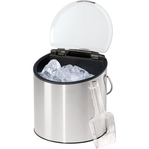  Oggi Stainless Steel Ice and Wine Bucket with Flip Top Lid and Ice Scoop, Holds 2 Bottles