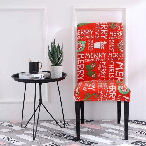  [아마존핫딜][아마존 핫딜] Ogrmar 4PCS Stretch Removable Washable Dining Room Chair Protector Slipcovers Christmas Decoration/Home Decor Dining Room Seat Cover (Christmas-A)