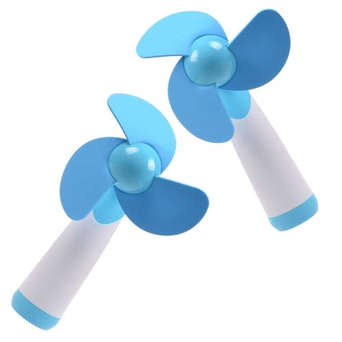  Ogrmar Mini Handheld Fan Personal Fan Battery Soft Foam Blades Powered for Home and Travel 2PC Blue (2)