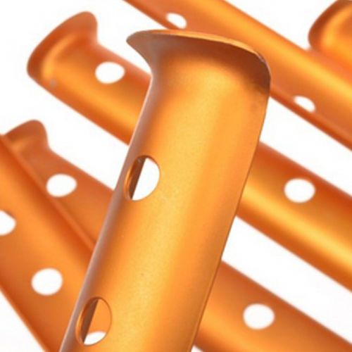  Ogrmar Aluminum Tent Stakes for Camping in Snow and Sand Tent Boating Hiking Backpacking Picnic Shelter Shade Canopy Outdoor Activity Pack of 6 (Orange, 6Pcs)