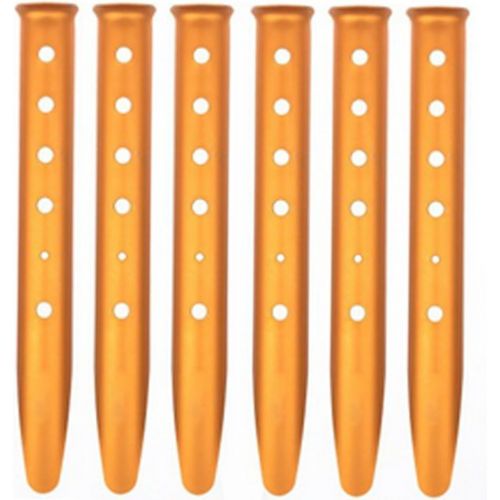  Ogrmar Aluminum Tent Stakes for Camping in Snow and Sand Tent Boating Hiking Backpacking Picnic Shelter Shade Canopy Outdoor Activity Pack of 6 (Orange, 6Pcs)