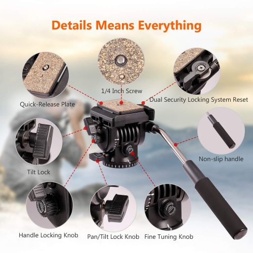  Oguine Aluminium Photography Video Camera Tripod Ball Head 360 Degree Fluid Rotation Tripod Drag Pan Head