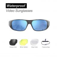 OhO sunshine Waterproof Video Sunglasses,64GB Ultra 1080P HD Outdoor Sports Action Camera and 4 Sets Polarized UV400 Protection Safety Lenses,Unisex Sport Design
