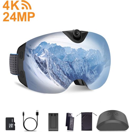  [아마존핫딜][아마존 핫딜] OhO sunshine OhO Camera Ski Goggles, Anti-Fog Snowboard Goggles with UV400 Protection Dual Ski Lens, 4K WiFi and 24MP Adjusted Action Camera, Low Temperature Working Battery (S6 Model)