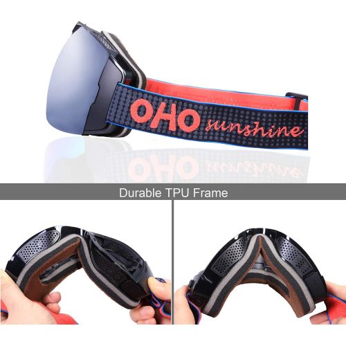  [아마존 핫딜] OhO sunshine Ski Goggles, 4K 24MP Adjusted Action Camera, Anti-Fog Snowboard Goggles with UV400 Protection Dual Ski Lens, Low Temperature Working Battery (S6 Model)