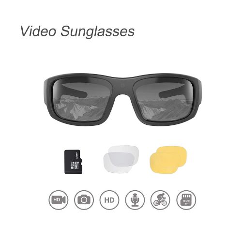  OhO sunshine OhO Video Sunglasses,32GB 1080 HD Video Recording Camera for 1.5 Hours Video Recording Time with Built in 15MP Camera and Polarized UV400 Protection Safety and Interchangeable Lens