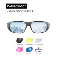 OhO sunshine Waterproof Video Sunglasses,128GB Ultra 1080P Full HD Outdoor Sports Action Camera and 6 Sets Polarized UV400 Protection Safety Lenses,Unisex Sport Design