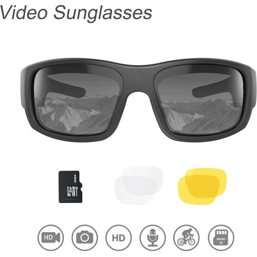  OhO sunshine OhO Video Sunglasses,32GB 1080P Full HD Video Recording Camera with Built in 15MP Camera and Polarized UV400 Protection Safety and Interchangeable Lens
