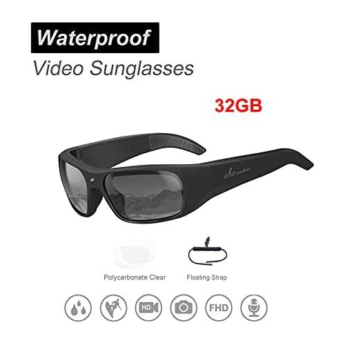  32GB OhO sunshine Waterproof Video Sunglasses, 1080P Full HD Video Recording Camera with Polarized UV400 Protection Safety Lenses,Unisex Sport Design