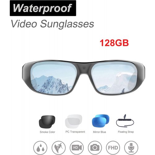  [아마존베스트]OhO sunshine Waterproof Video Audio Sunglasses,Built-in Memory with Ultra 1080P Full HD Video Recording Camera and Polarized UV400 Protection Safety Lenses,Unisex Sport Design