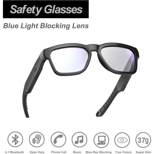  [아마존베스트]OhO sunshine Safety Glasses,Over Ear Bluetooth Glasses with Built-in Microphone to Listening Music and Phone Calls, UV400 Blue Light Blocking Healthy Lens Technology