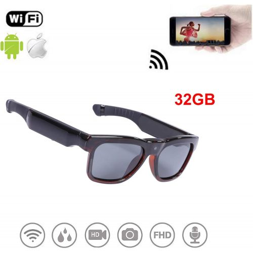  [아마존베스트]OhO sunshine WiFi Live Streaming Video Sunglasses, Streaming Videos & Photos from Glasses to Mobile Phone by App with Ultra Full HD Camera, Built-in 32GB Memory and Polarized UV400 Protection S