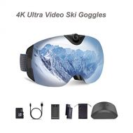 OhO sunshine OhO 4K Ultra HD Action Camera Ski Goggles with 24MP and 140 Degree Adjusted Camera Angle Up and Down, Low Temperature Working Battery, Anti Fog and UV400 Protection Ski Lens with 3