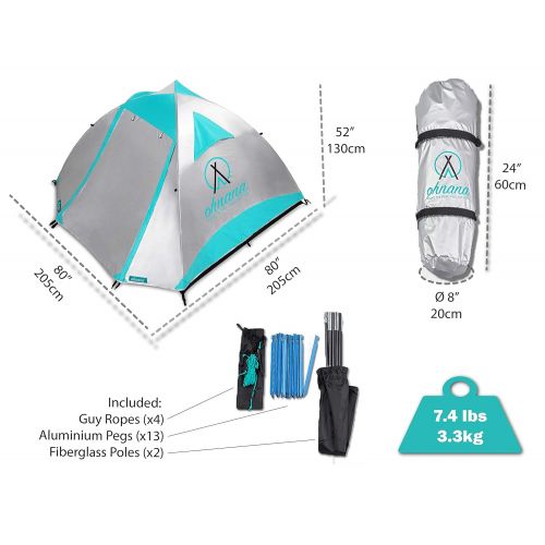  Ohnana Cool 2-Person, Heat-Blocking Rayve Tent. Ideal for Backpacking, Festivals, Summer and Family Camping.