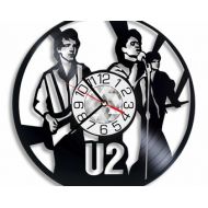 OhoArtGiftShop U2 Wall Clock Handmade Decor, U2 Vintage Vinyl Record Original Birthday Christmas Gift Present Home Room Kitchen Decoration Accessory