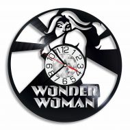 OhoArtGiftShop Vinyl Clock Wonder Woman Wall Art Handmade Home Decor, Wonder Woman Original Gift Present For Everyone Vintage Room Decoration Accessory