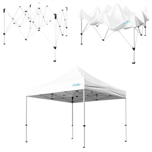  Ohuhu Canopy Tent with Screen, 10 X 10 Ft Pop-Up Canopy Tent, Instant Shelter Canopy with Sidewall Sun-Shade Wall & Wheeled Carrying Bag, White