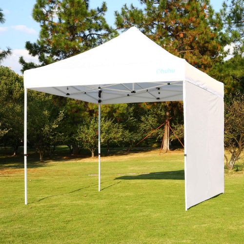  Ohuhu Canopy Tent with Screen, 10 X 10 Ft Pop-Up Canopy Tent, Instant Shelter Canopy with Sidewall Sun-Shade Wall & Wheeled Carrying Bag, White