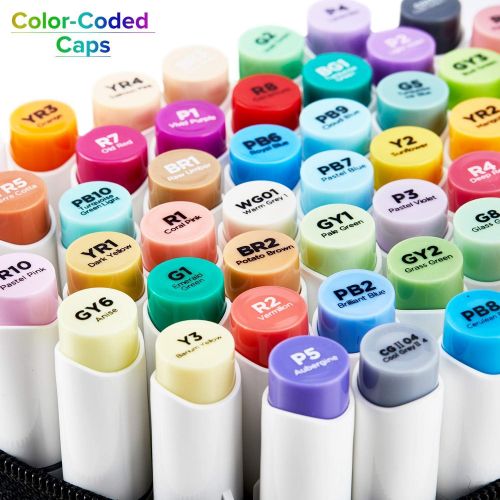  [아마존 핫딜] 72 Colors Alcohol Markers, Ohuhu Brush & Chisel Double Tipped Sketch Marker for Kids, Artist, Alcohol Brush Art Marker Set Bonus 1 Blender for Sketching, Adult Coloring, Great Vale