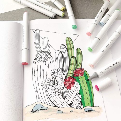  [아마존베스트]Ohuhu 40-color Alcohol Marker, Dual Tips Permanent Art Markers for Kids, Highlighter Pen Sketch Markers for Drawing Sketching Adult Coloring, Alcohol-based Markers, Back to School