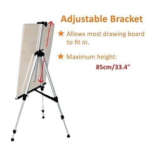  Artist Easel, Ohuhu 66 Aluminum Field Easel Stand with Bag for Table-Top/Floor, Art Easels with Adjustable Height from 21-Inch to 66-Inch Back to School Art Supplies Great Gift for