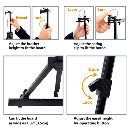  Easel Stand, Ohuhu 72 Artist Easels for Display, Aluminum Metal Tripod Field Easel with Bag for Table-Top/Floor/Flip Charts, Black Art Easels W/Adjustable Height 25-72” for Back to