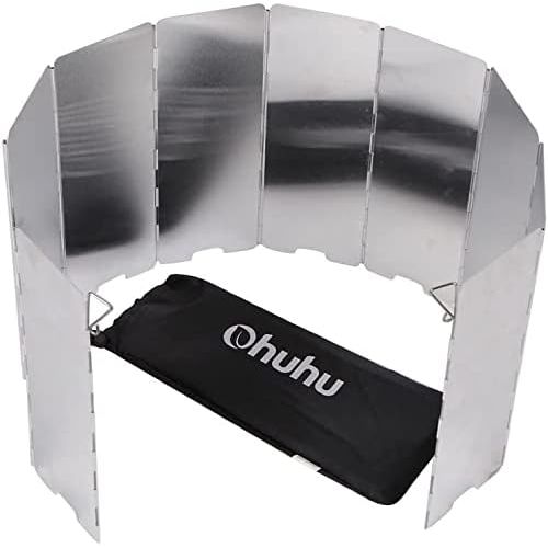  Ohuhu Camp Stove Windshield - 10 Plates Folding Camping Picnic Cooker Stove Wind Screen