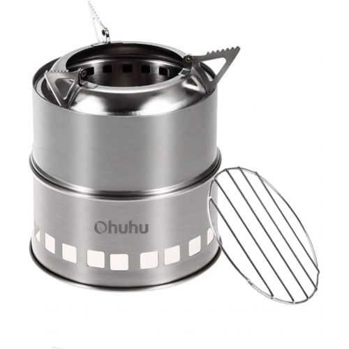  Mini Camping Stove Wood: Ohuhu Mini Camping Stove Solo Stoves Stainless Steel Backpacking Wood Stove Portable Small Burning Stoves Fire for Picnic BBQ Camp Hiking with Grill Grid